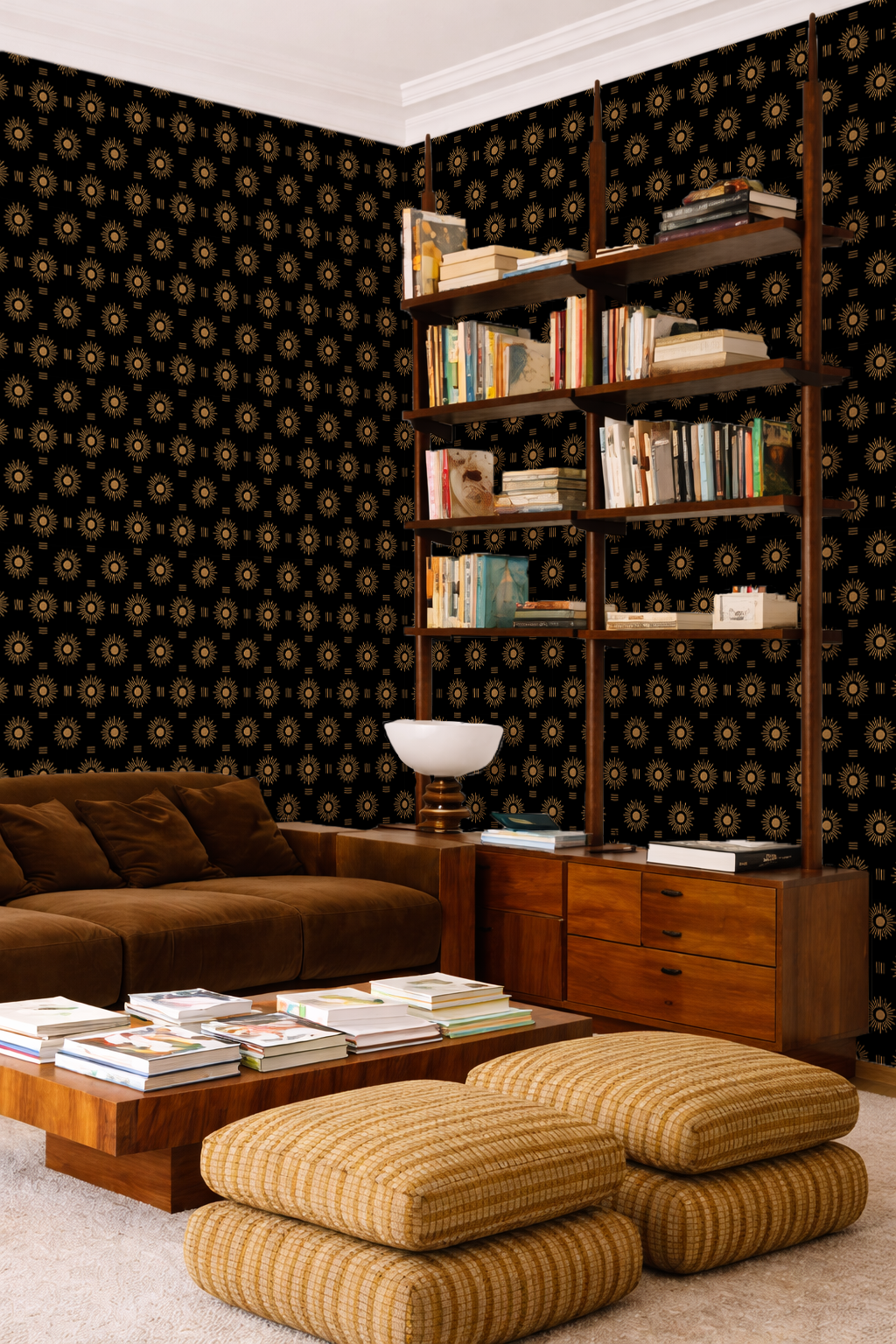 Sun Rays Wallpaper, black and toffee