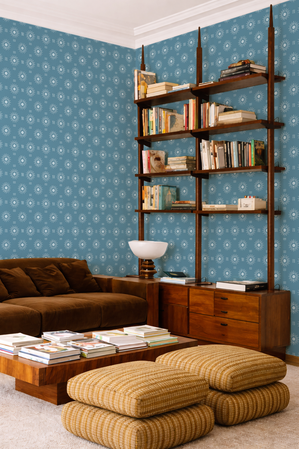 Sun Rays Wallpaper, denim blue