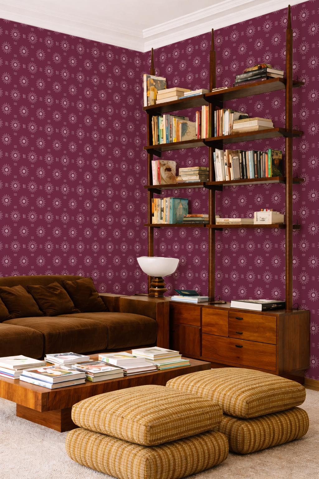 Sun Rays Wallpaper, eggplant