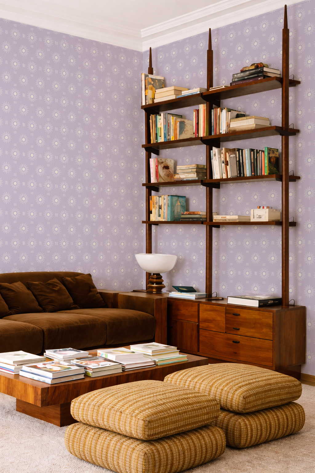 Sun Rays Wallpaper, lavender and white