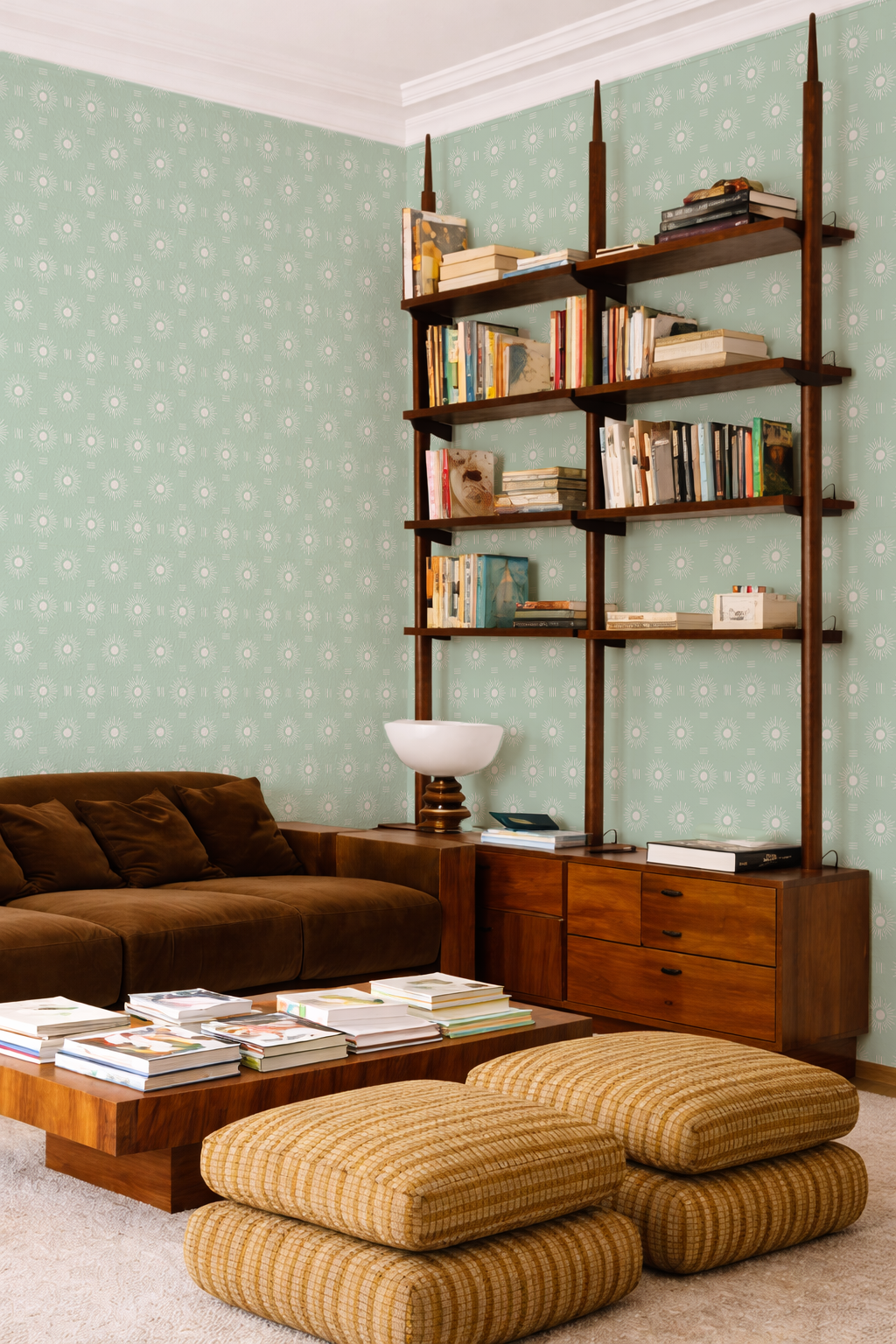 Sun Rays Wallpaper, mint and white