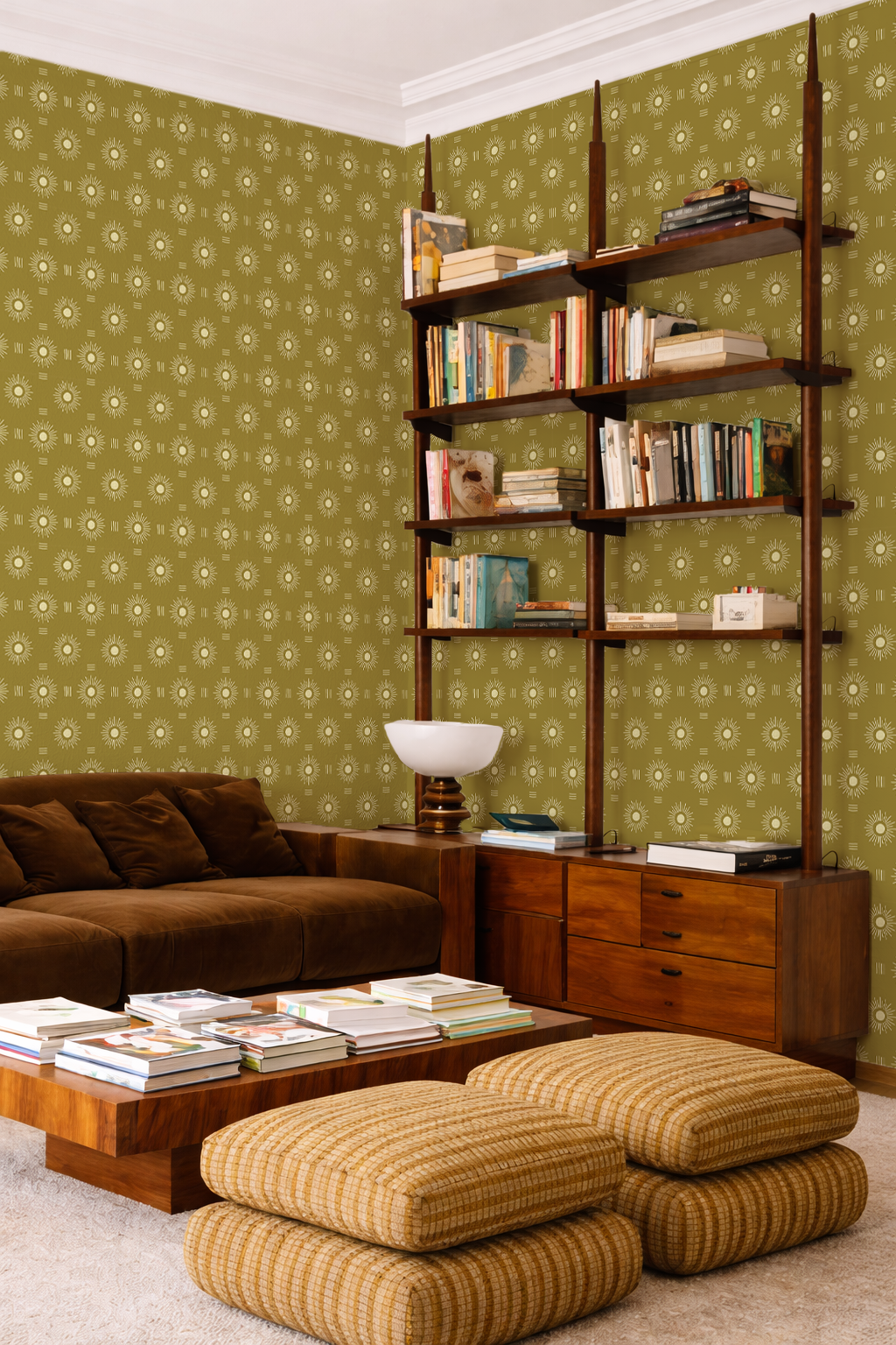 Sun Rays Wallpaper, olive green