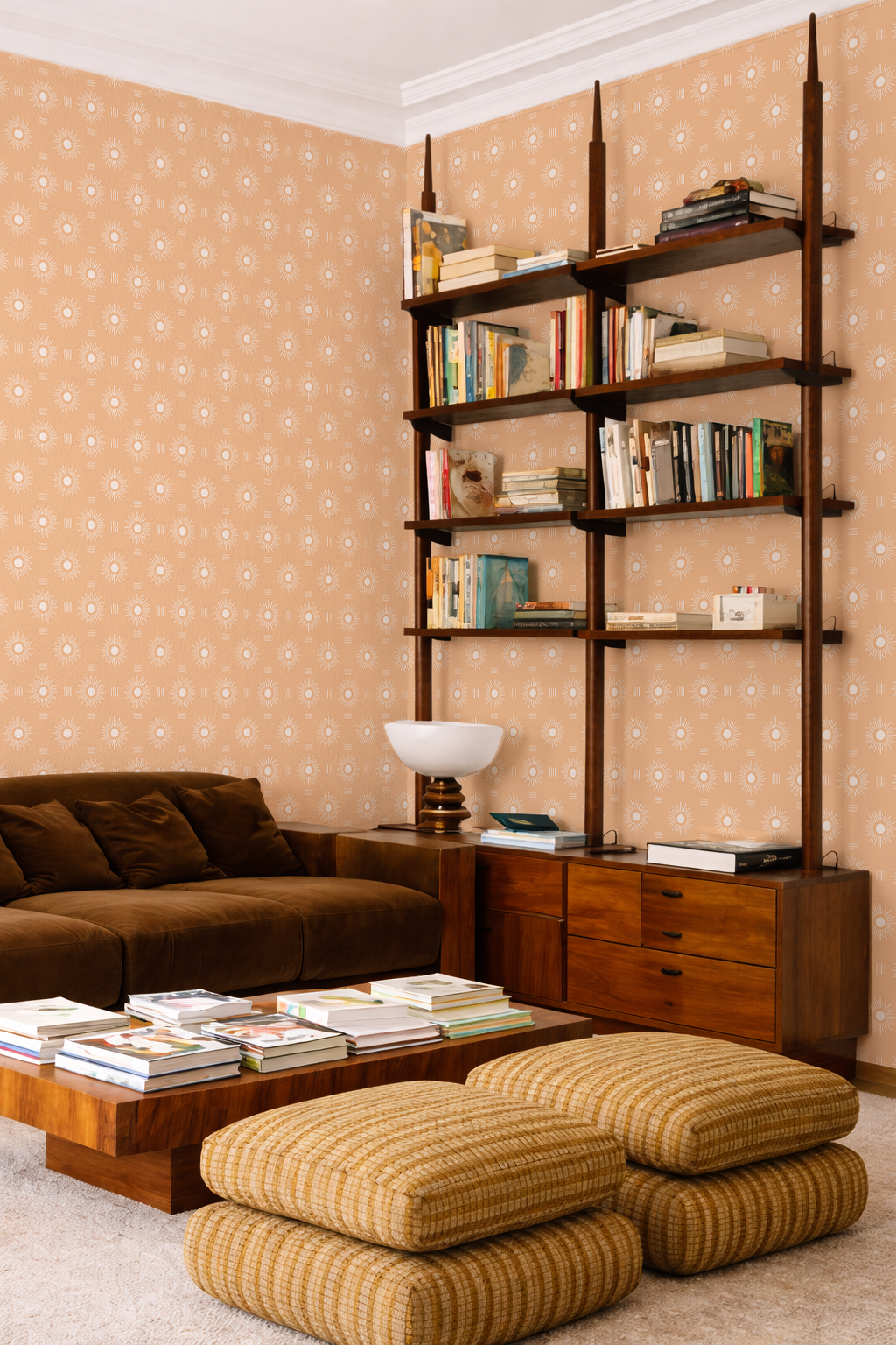 Sun Rays Wallpaper, peach and white