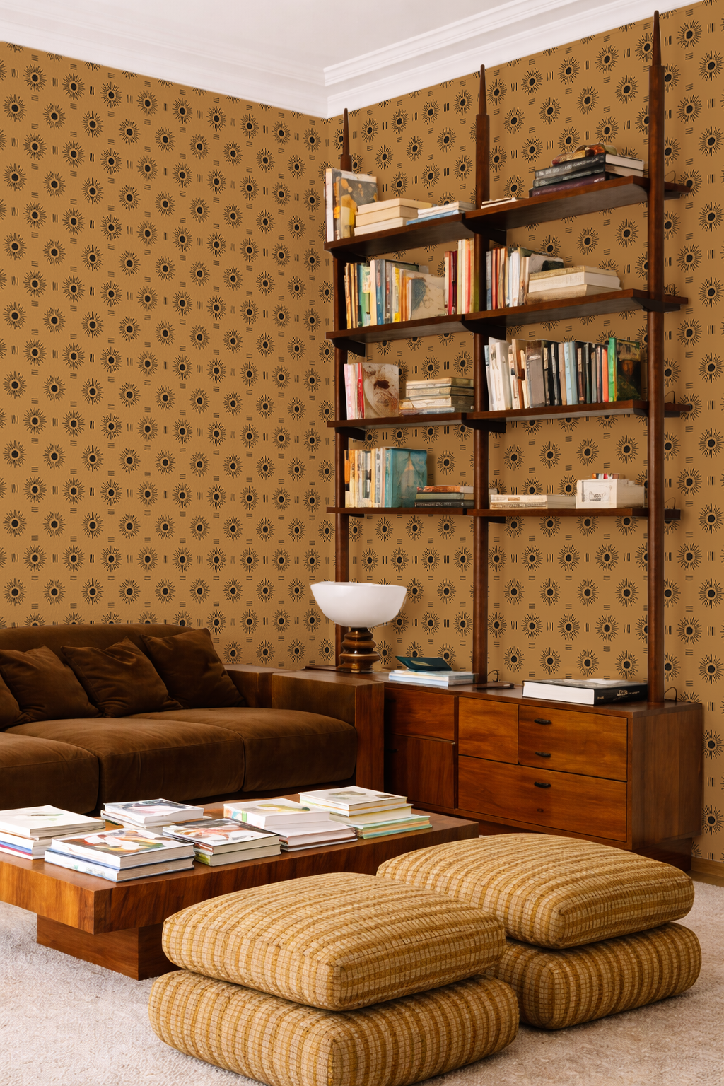 Sun Rays Wallpaper, toffee and black