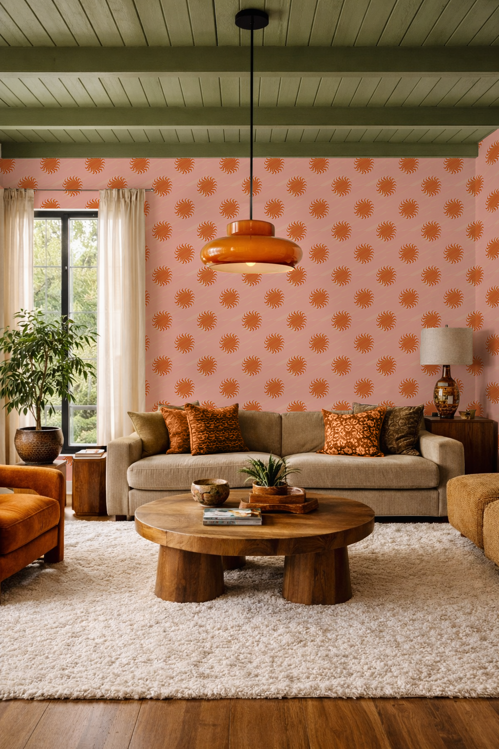 Sol Wallpaper, pink and orange