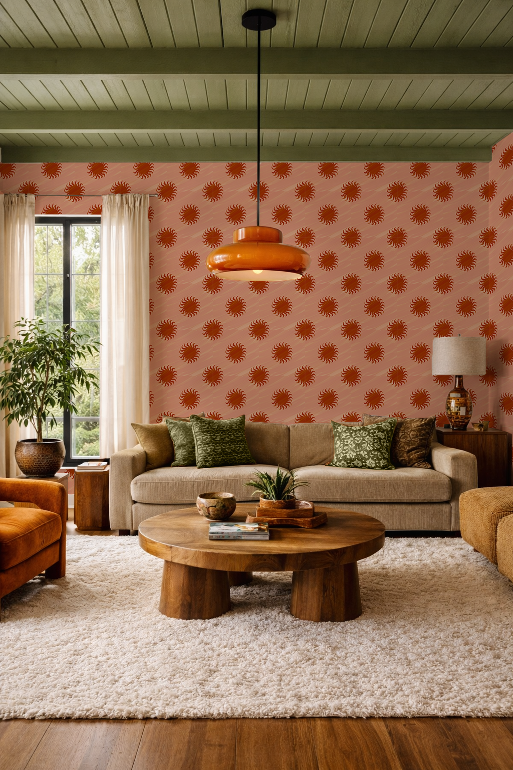 Sol Wallpaper, terra cotta and rust