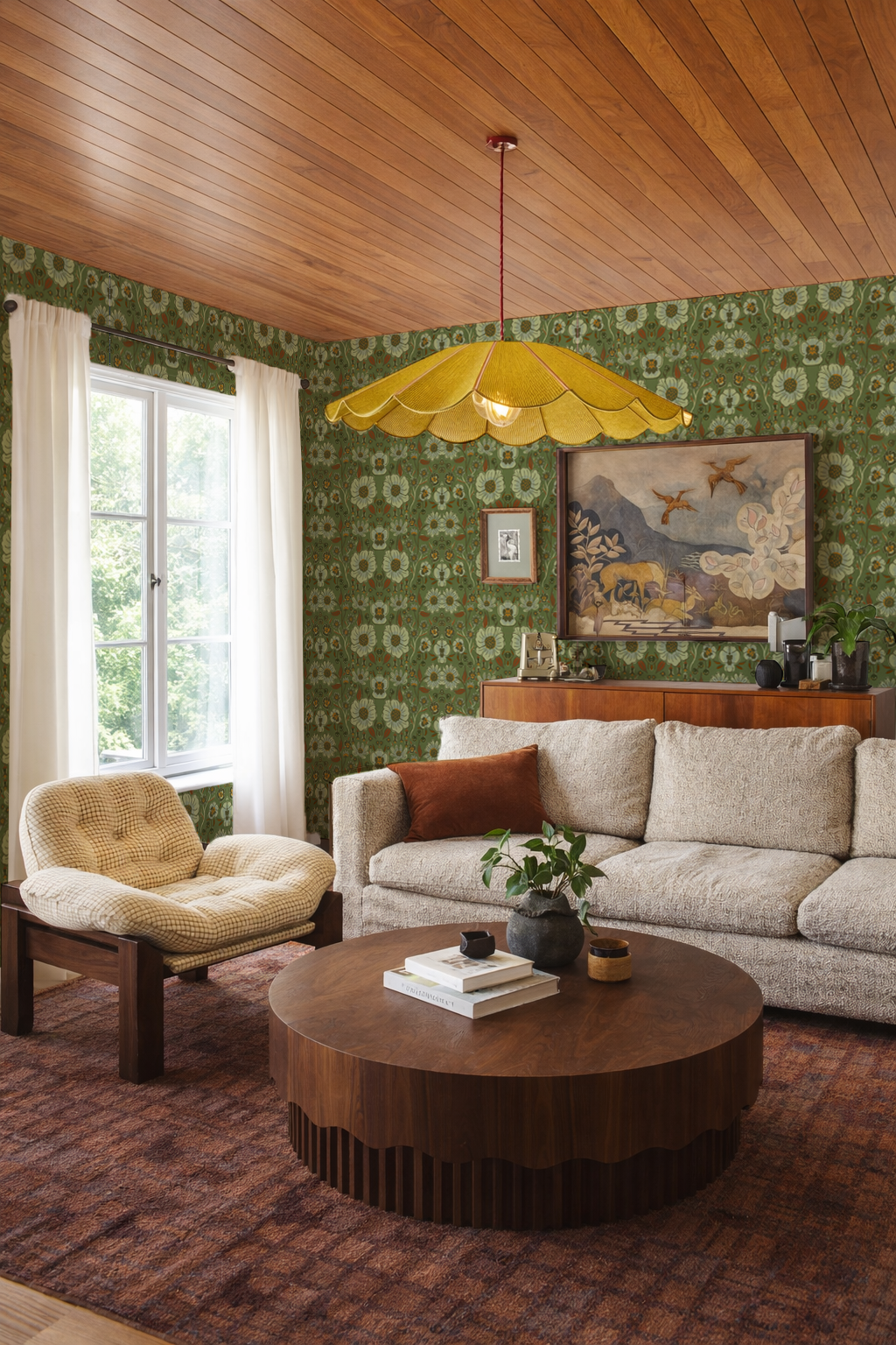 Meadow Bloom Wallpaper, green