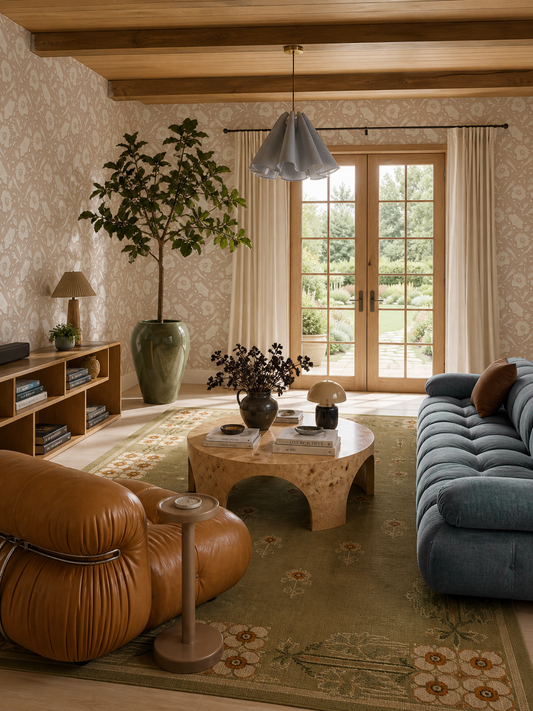 Poppy Pavilion Wallpaper, neutral and off-white