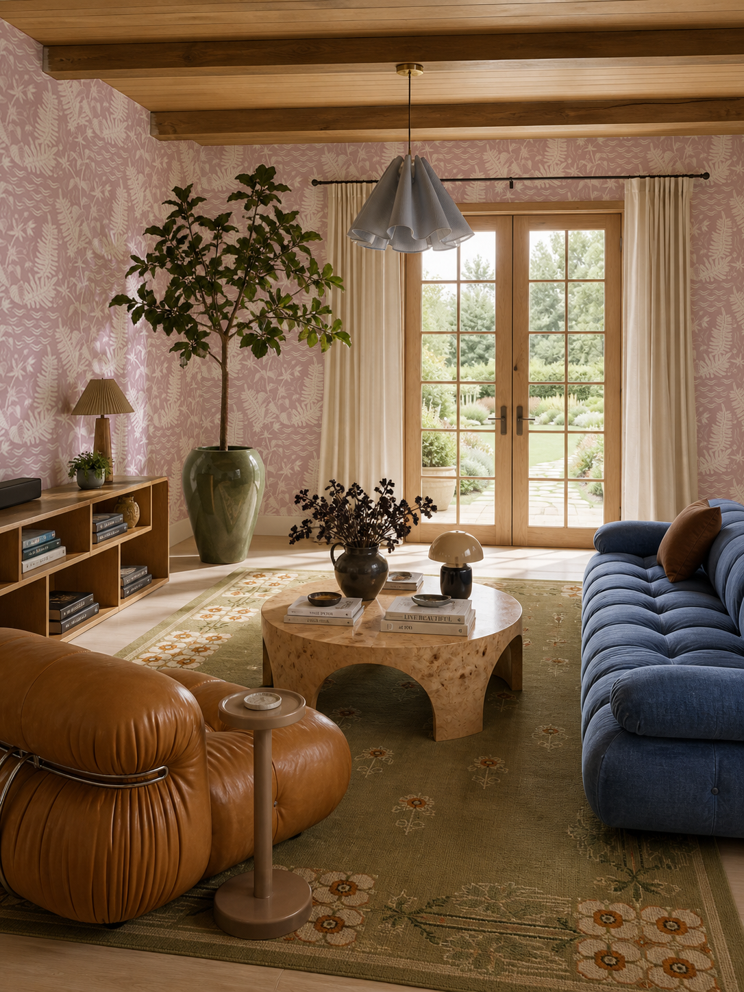 Verdant Folia Wallpaper, light lilac and off-white