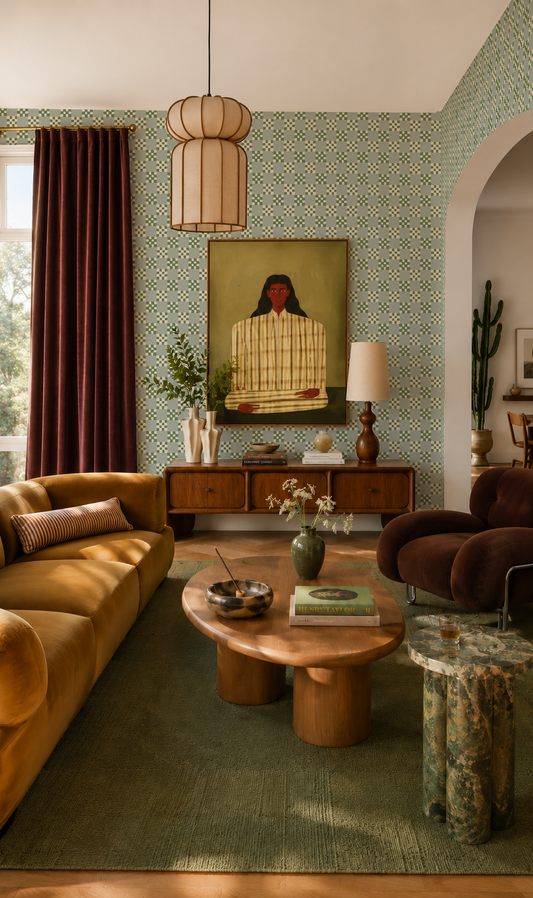 Cantina Check Wallpaper, mint, sage and white