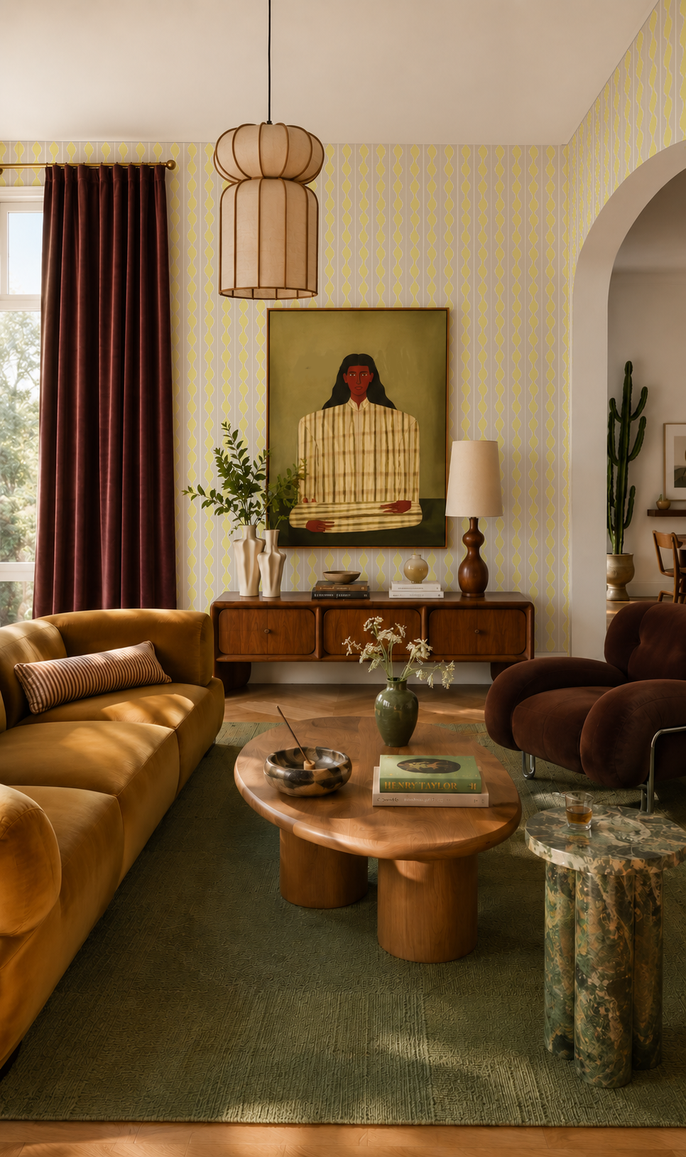Rosario Stripe Wallpaper, beige and limoncello