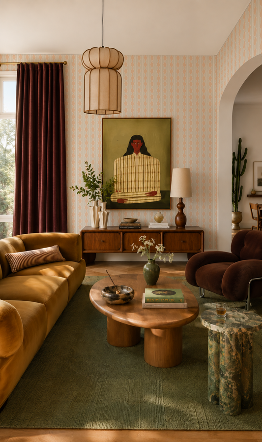 Rosario Stripe Wallpaper, beige and nude peach