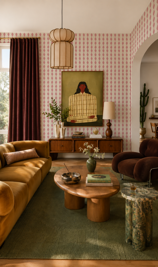 Rosario Stripe Wallpaper, beige and pink