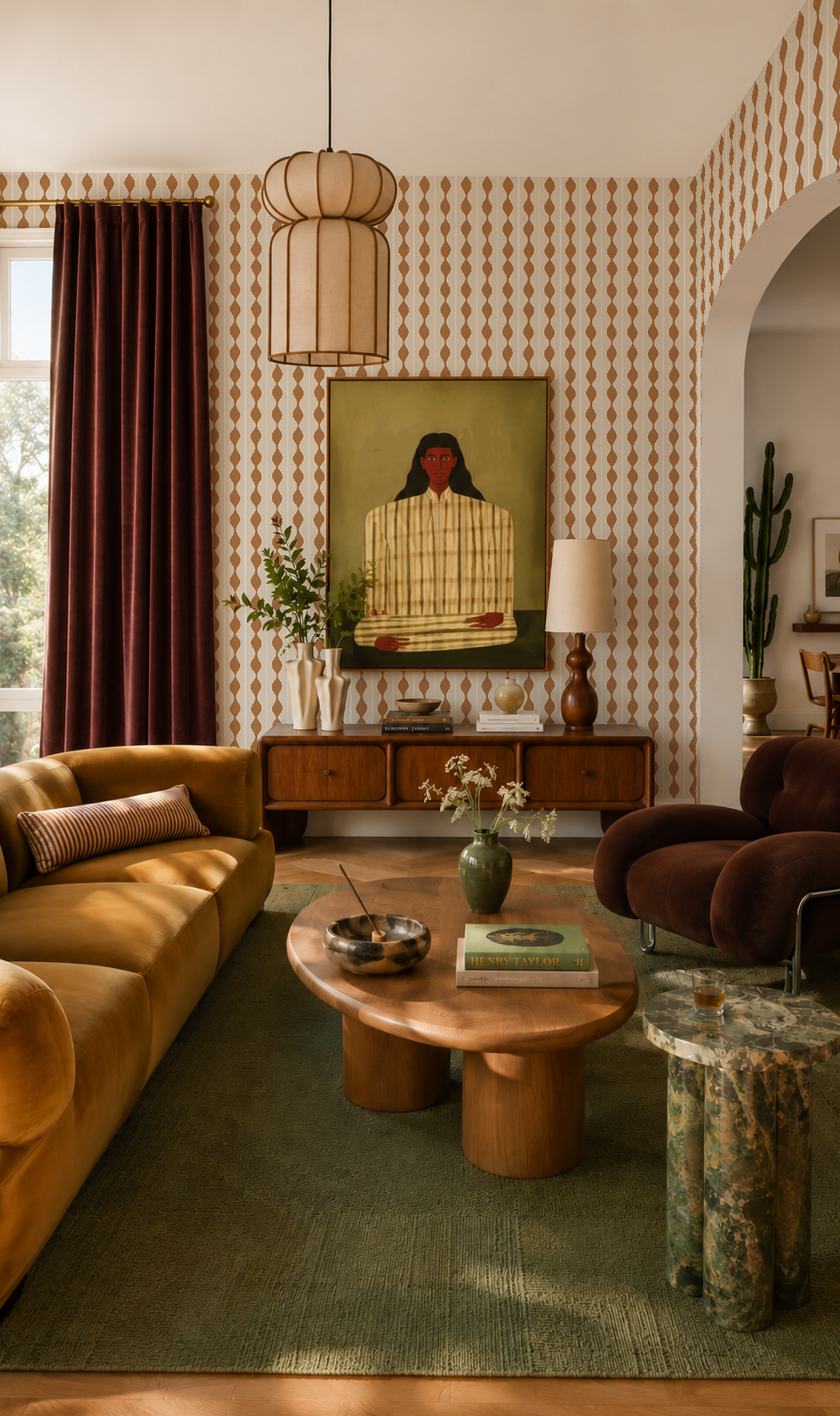Rosario Stripe Wallpaper, beige and toffee