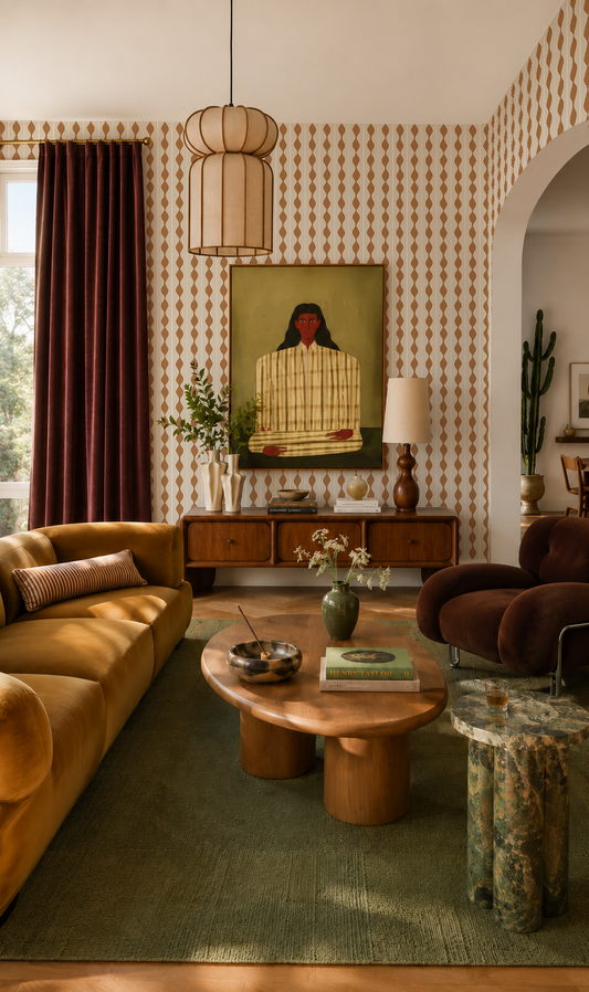 Rosario Stripe Wallpaper, beige and toffee