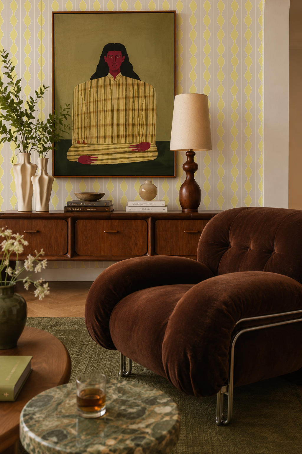 Rosario Stripe Wallpaper, beige and limoncello