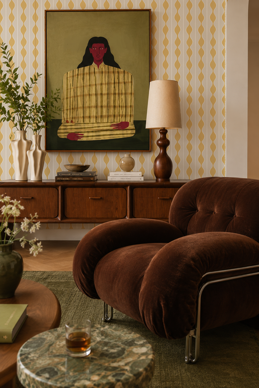 Rosario Stripe Wallpaper, beige and yellow