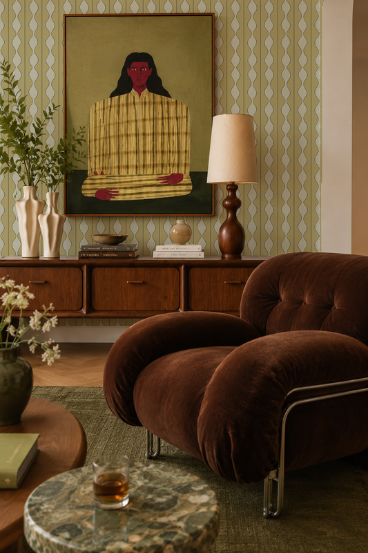 Rosario Stripe Wallpaper, key lime and sage