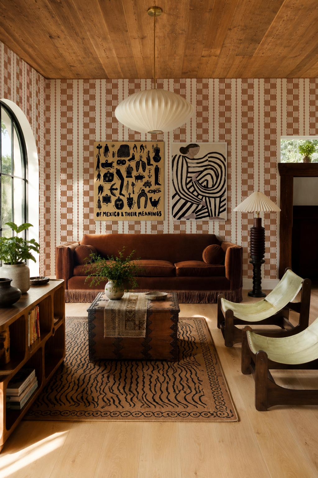 Telar Weave Wallpaper, beige, terra cotta and brown