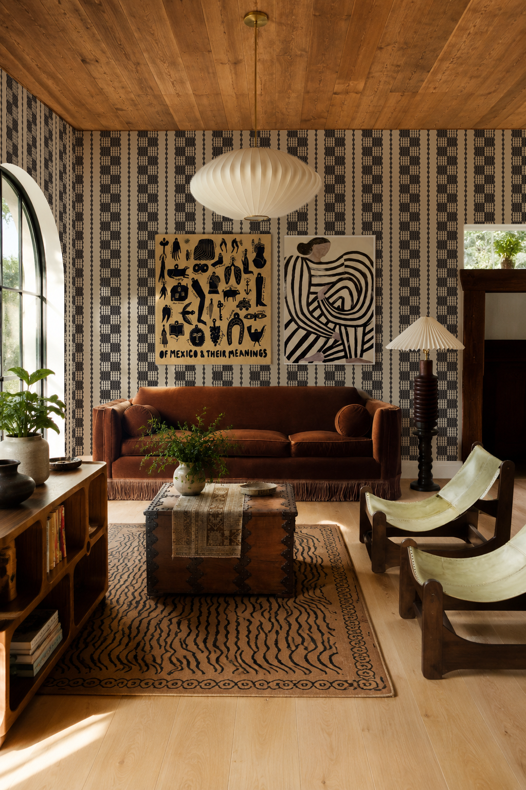 Telar Weave Wallpaper, neutral and charcoal