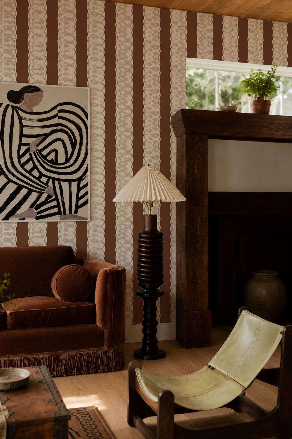 Rio Ripple Wallpaper, beige and coco