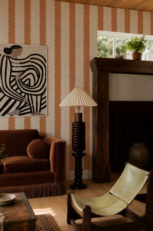 Rio Ripple Wallpaper, beige and orange creamsicle