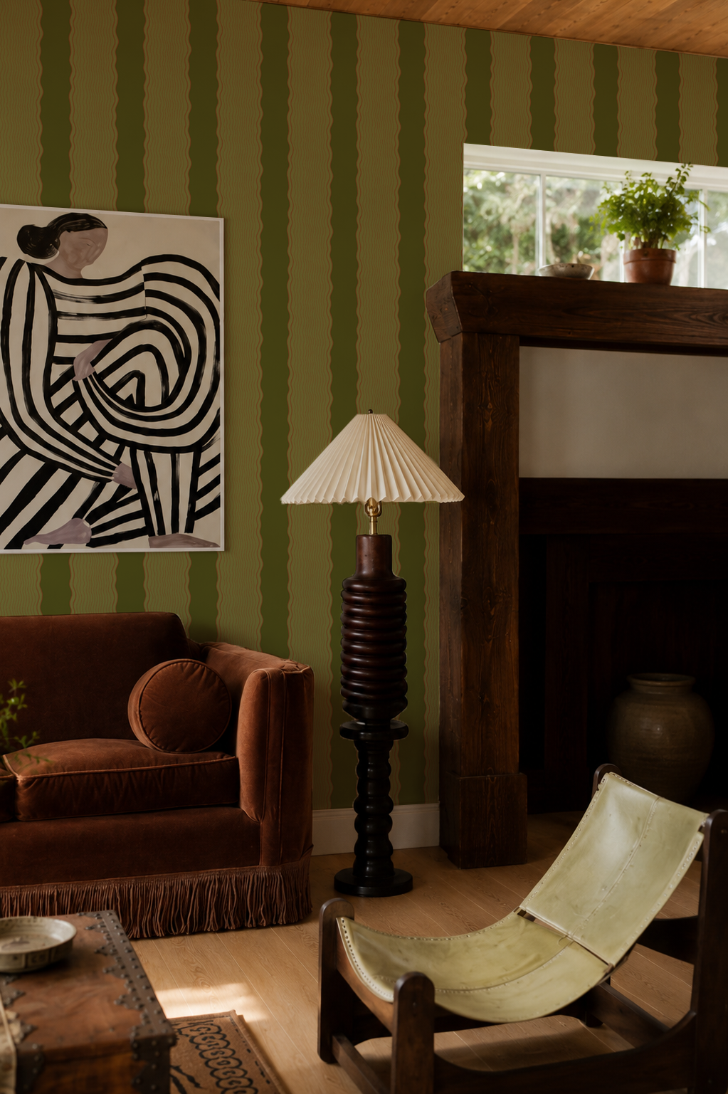 Rio Ripple Wallpaper, green and orange