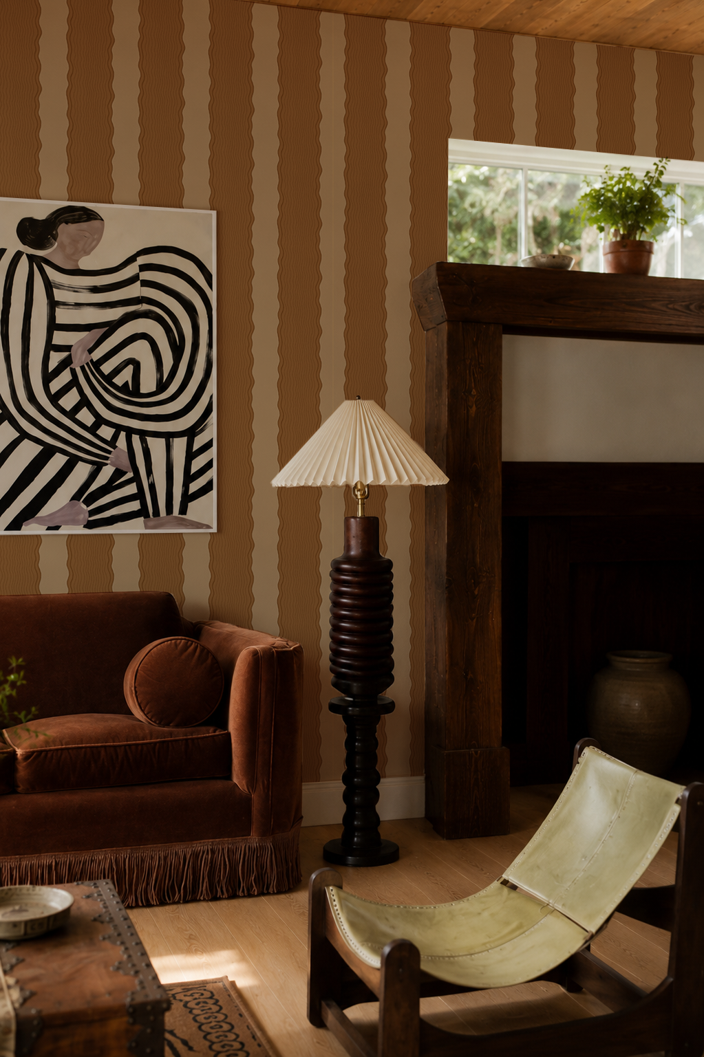Rio Ripple Wallpaper, salted caramel
