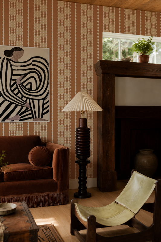 Telar Weave Wallpaper, apricot, butter and off-white