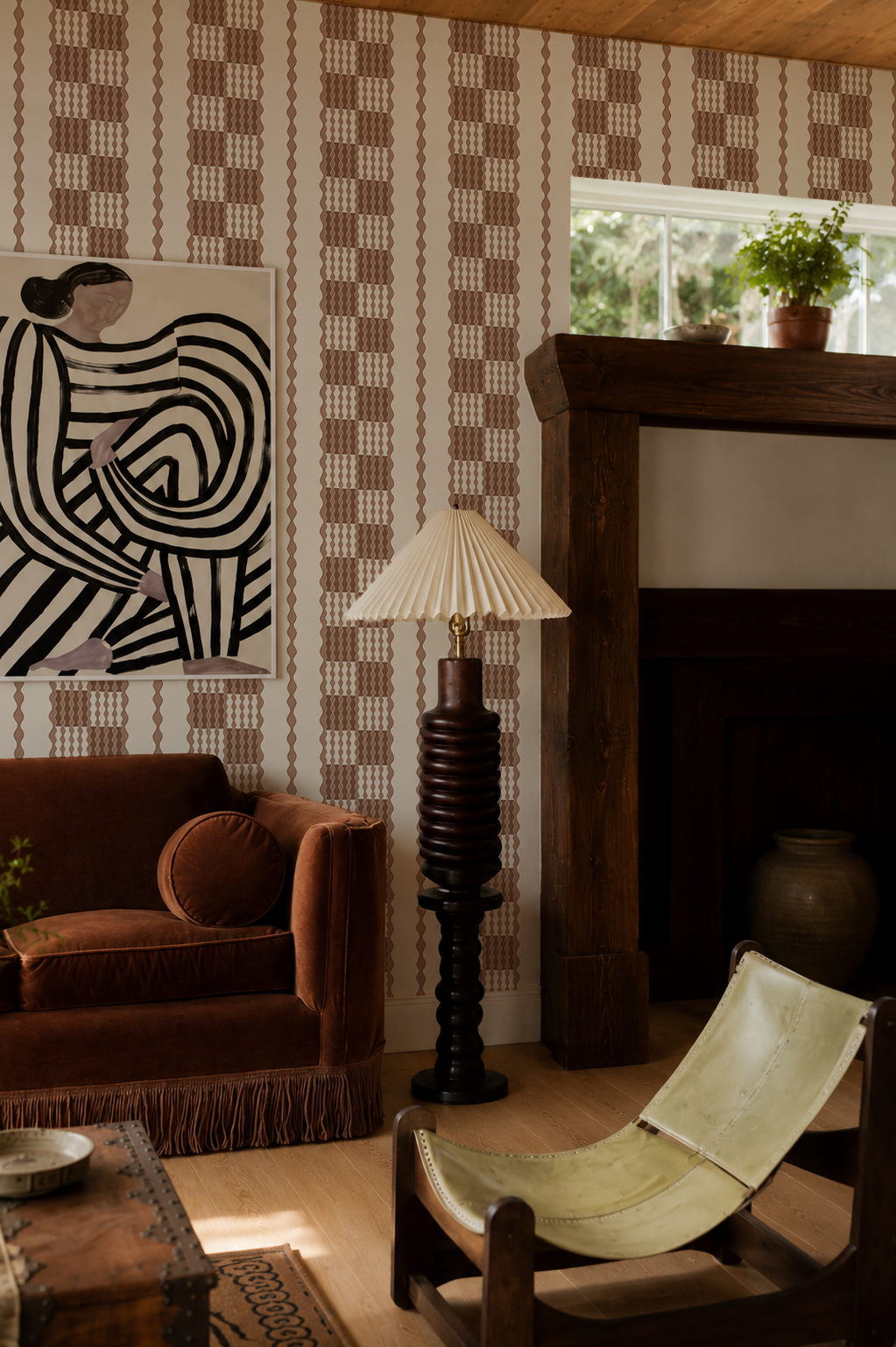 Telar Weave Wallpaper, beige and coco