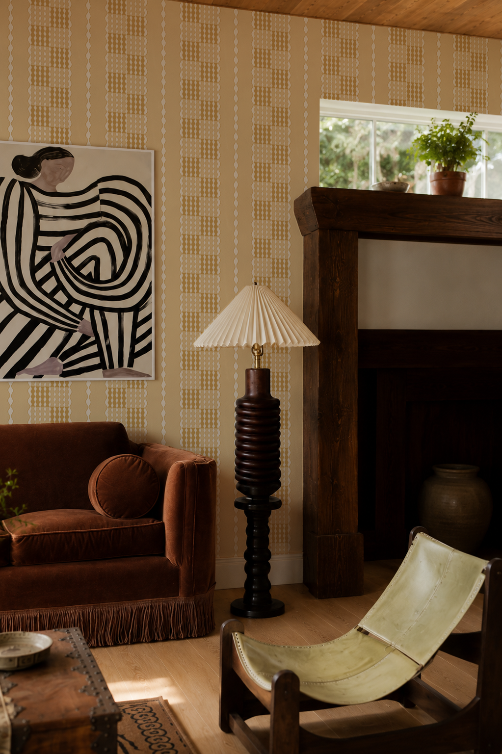 Telar Weave Wallpaper, butter, yellow and beige