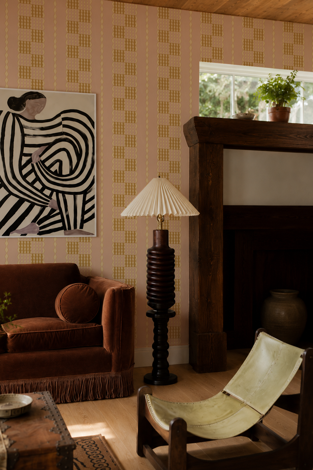 Telar Weave Wallpaper, peach and honey