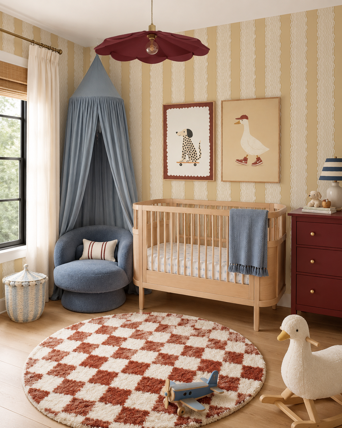 Rio Ripple Wallpaper, beige, butter yellow and brown mustard