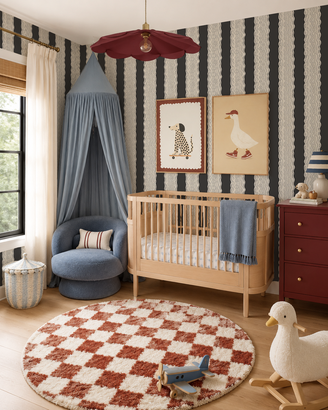 Rio Ripple Wallpaper, beige and charcoal