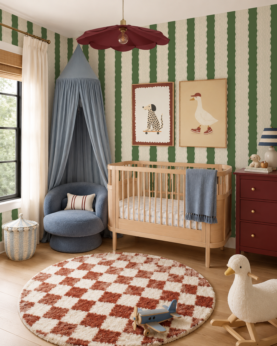 Rio Ripple Wallpaper, beige and green