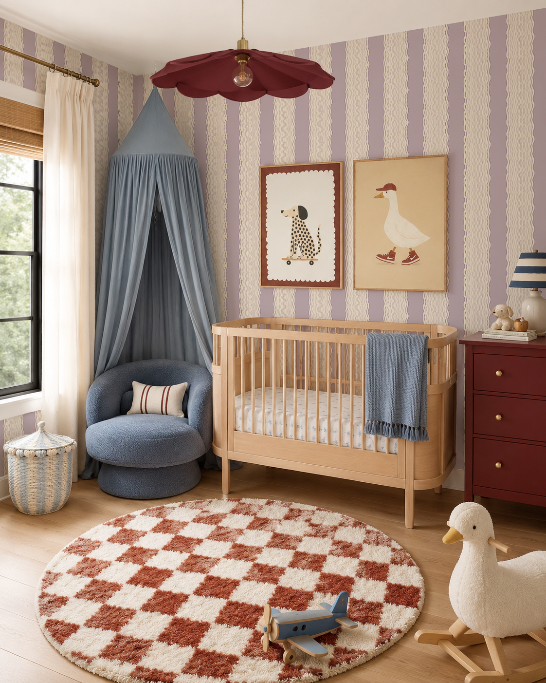 Rio Ripple Wallpaper, beige and lavender