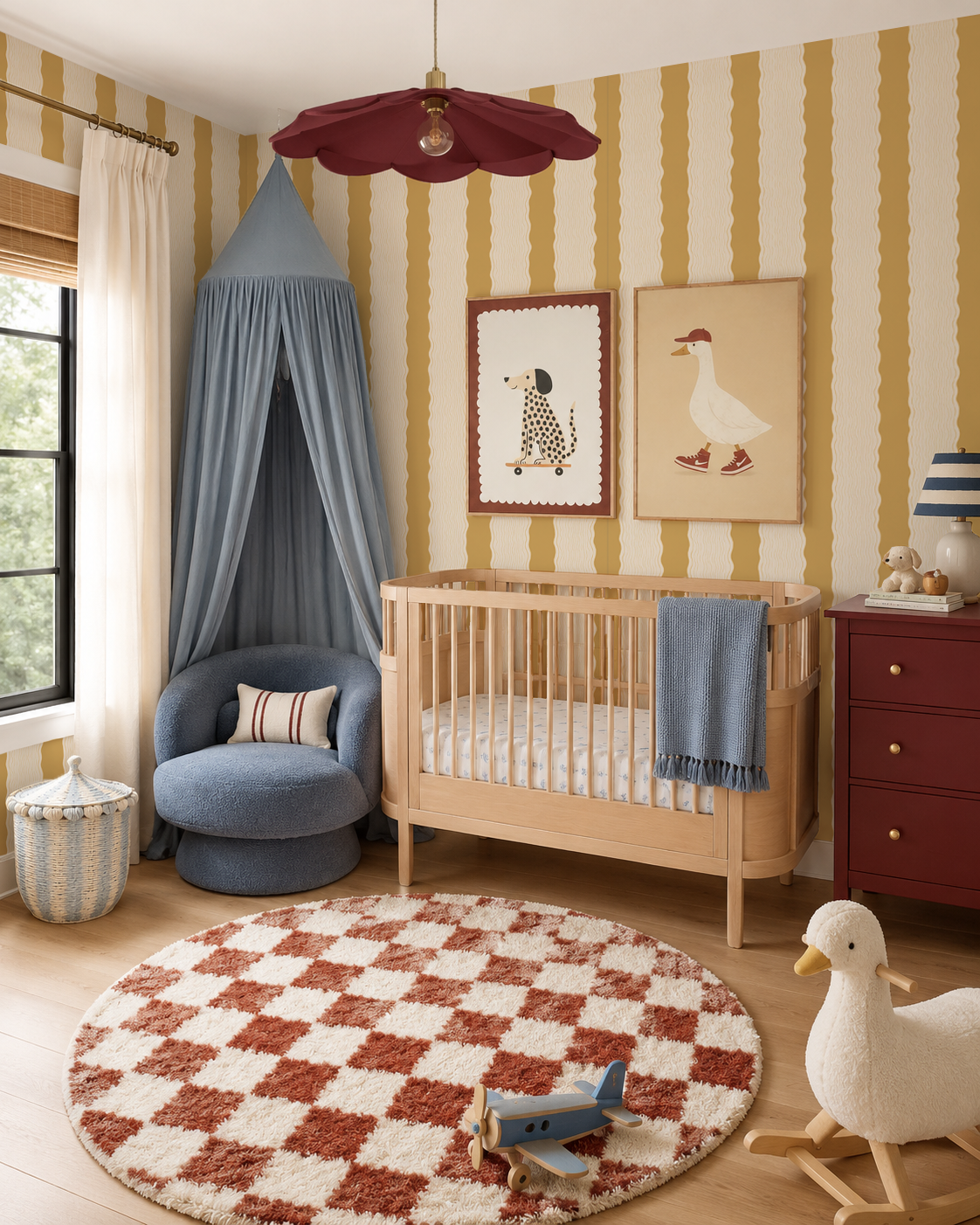 Rio Ripple Wallpaper, beige and mustard yellow