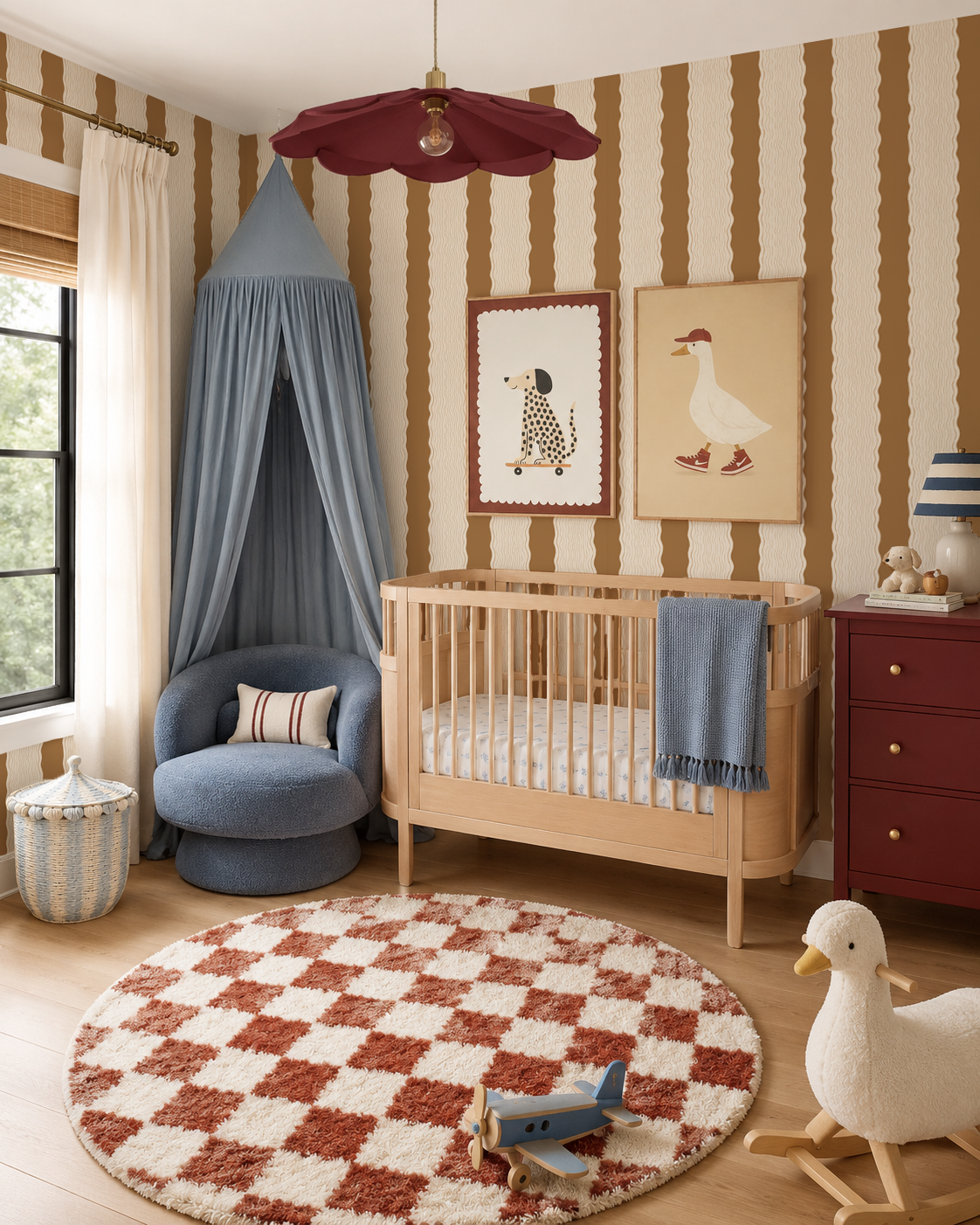 Rio Ripple Wallpaper, beige and toffee