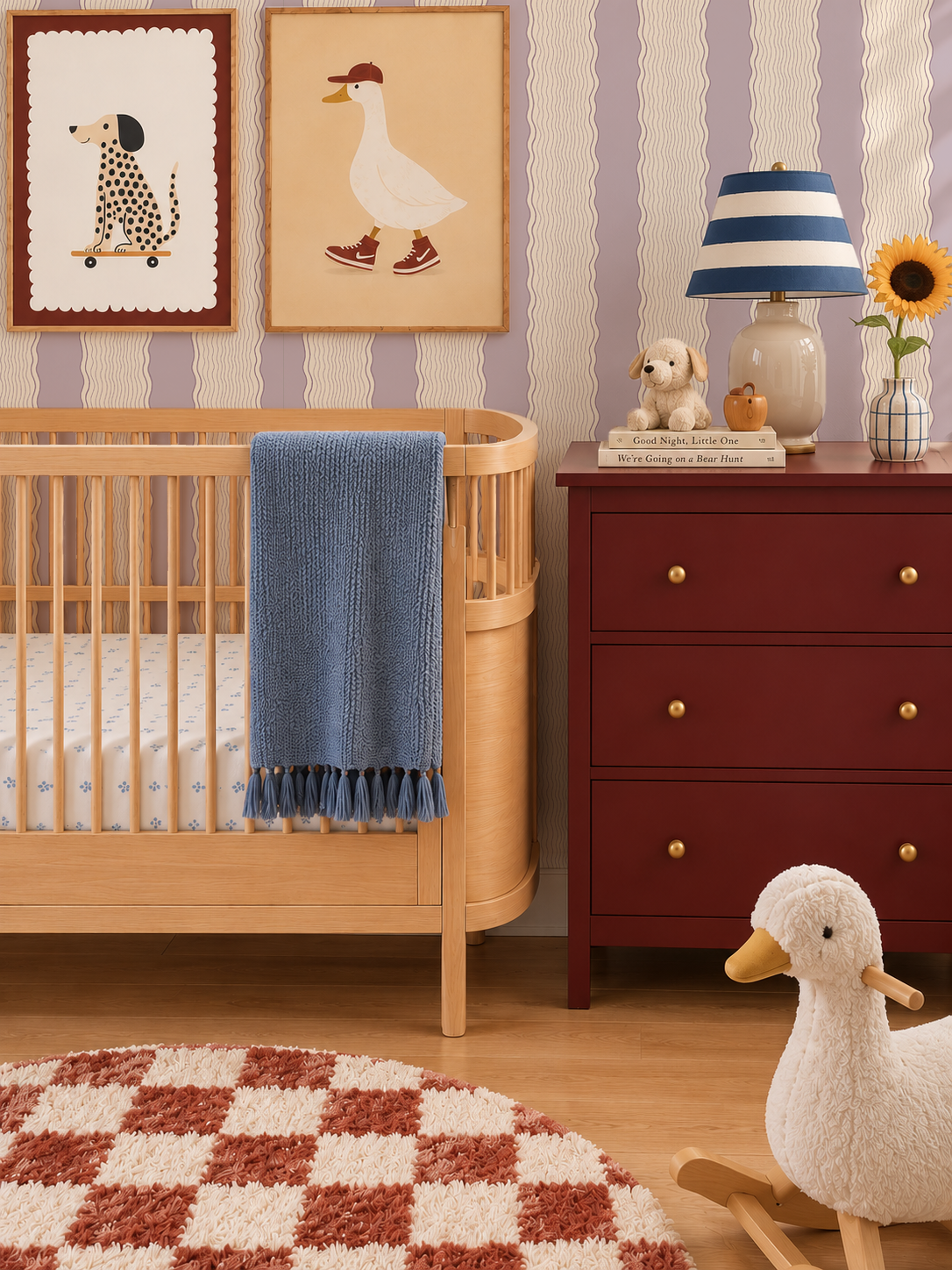 Rio Ripple Wallpaper, beige and lavender