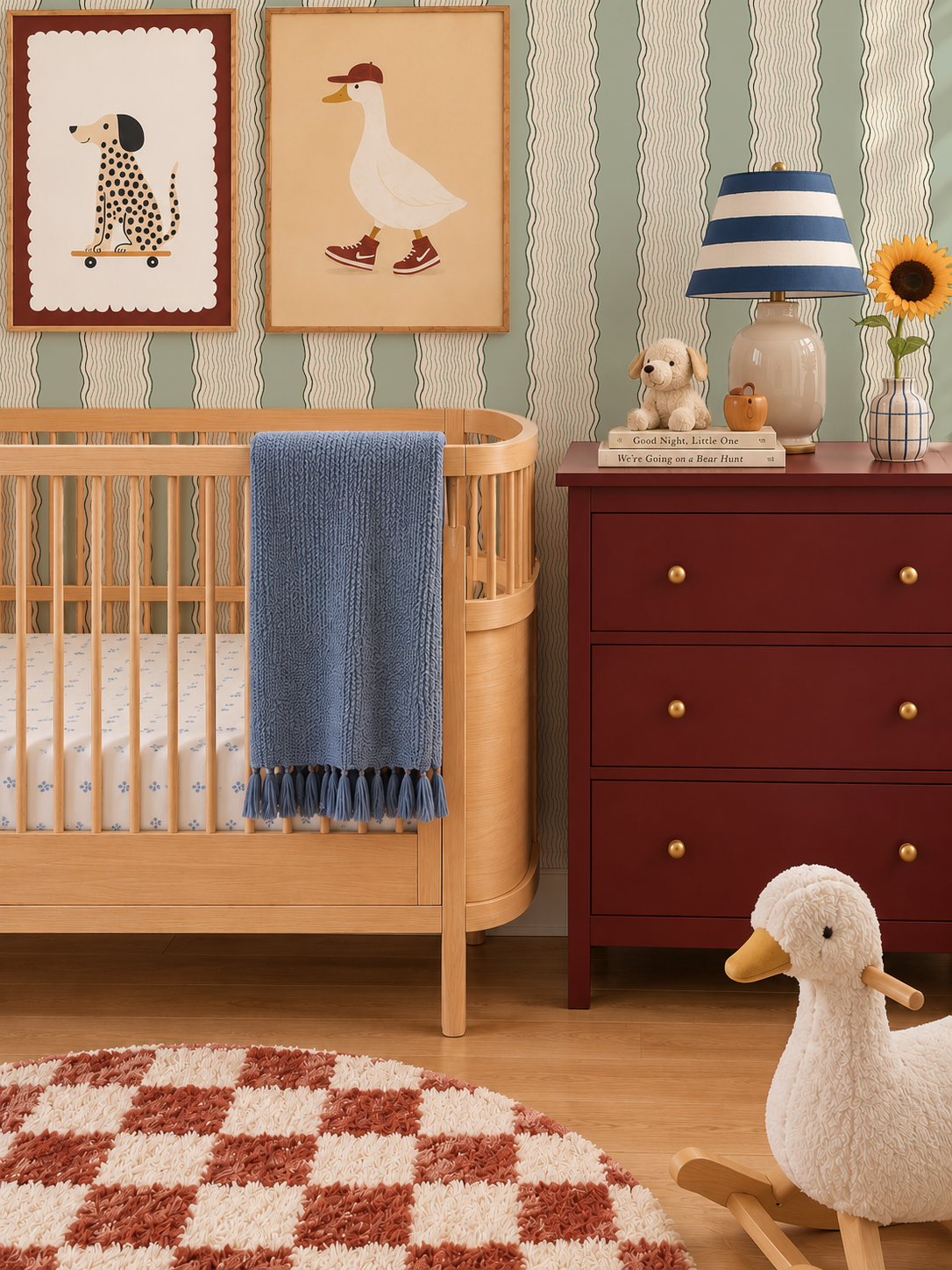 Rio Ripple Wallpaper, beige and sage