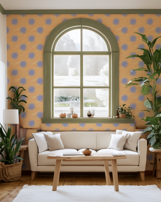 Sol Wallpaper, peach and lavender
