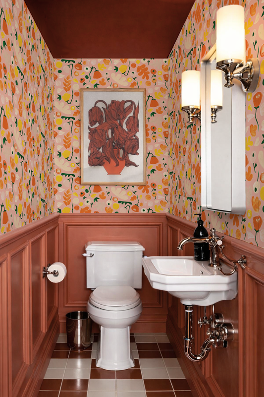 Henri Floral Wallpaper, pink