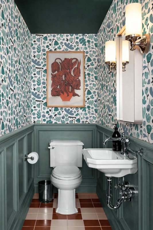 Henri Floral Wallpaper, teal