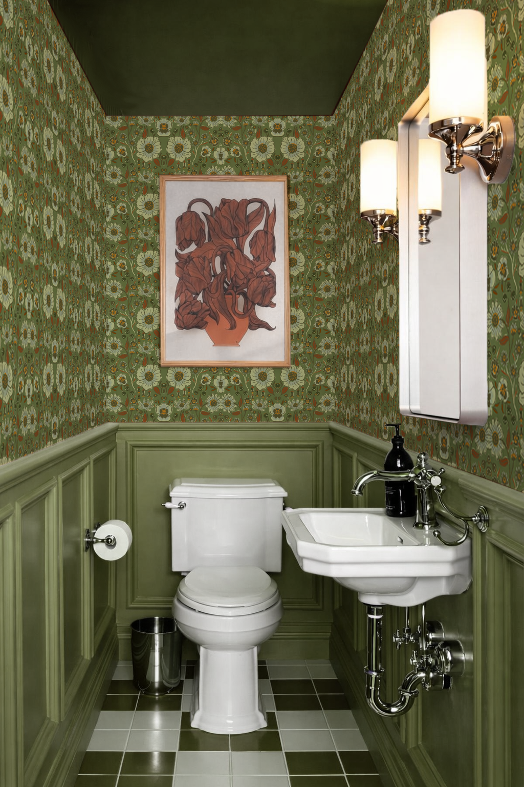 Meadow Bloom Wallpaper, green