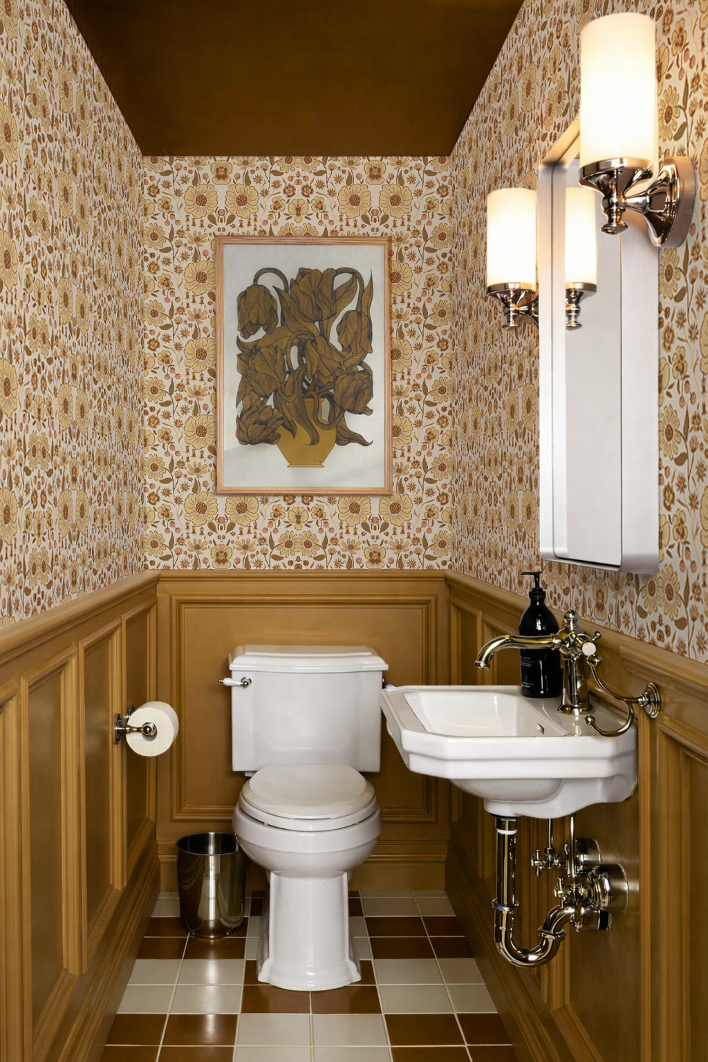 Meadow Bloom Wallpaper, off-white and light yellow