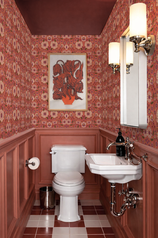 Meadow Bloom Wallpaper, poppy red