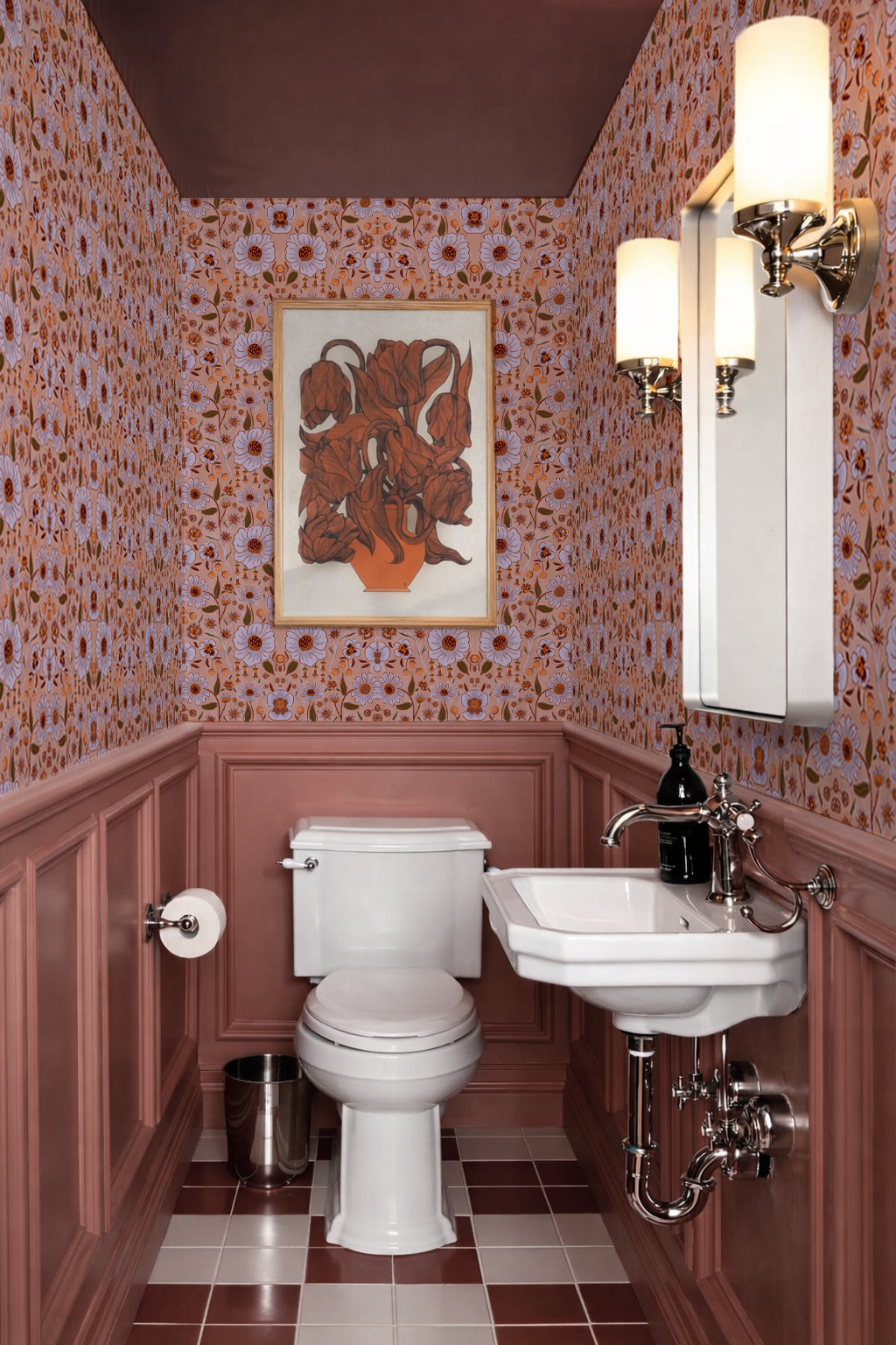 Meadow Bloom Wallpaper, venetian pink