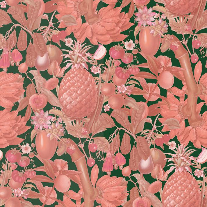 Juicy Fruit Wallpaper, dark green and pink