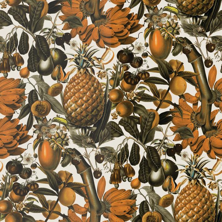 Juicy Fruit Wallpaper, white and mustard