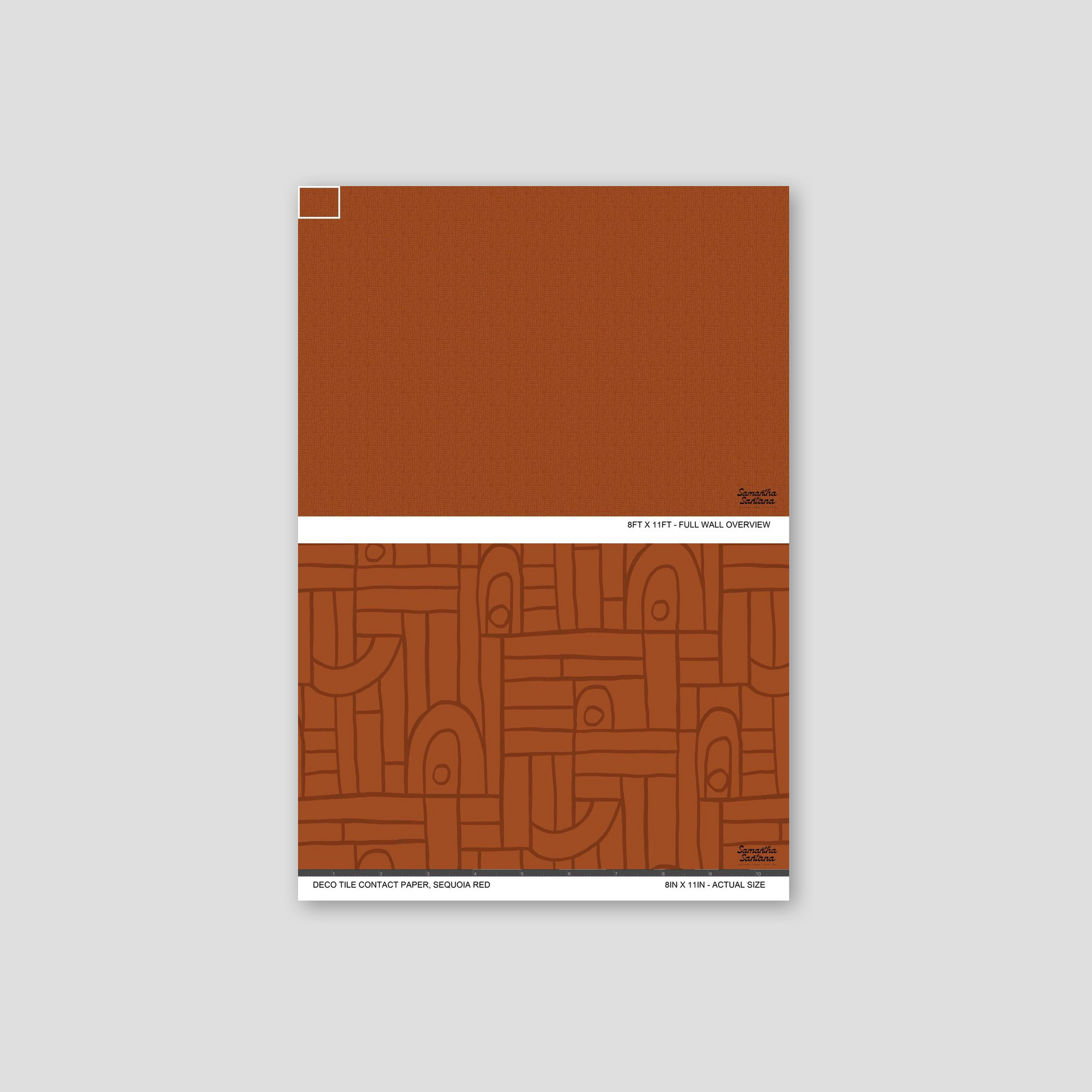 Sequoia red geometric wallpaper with earthy tones and abstract patterns.